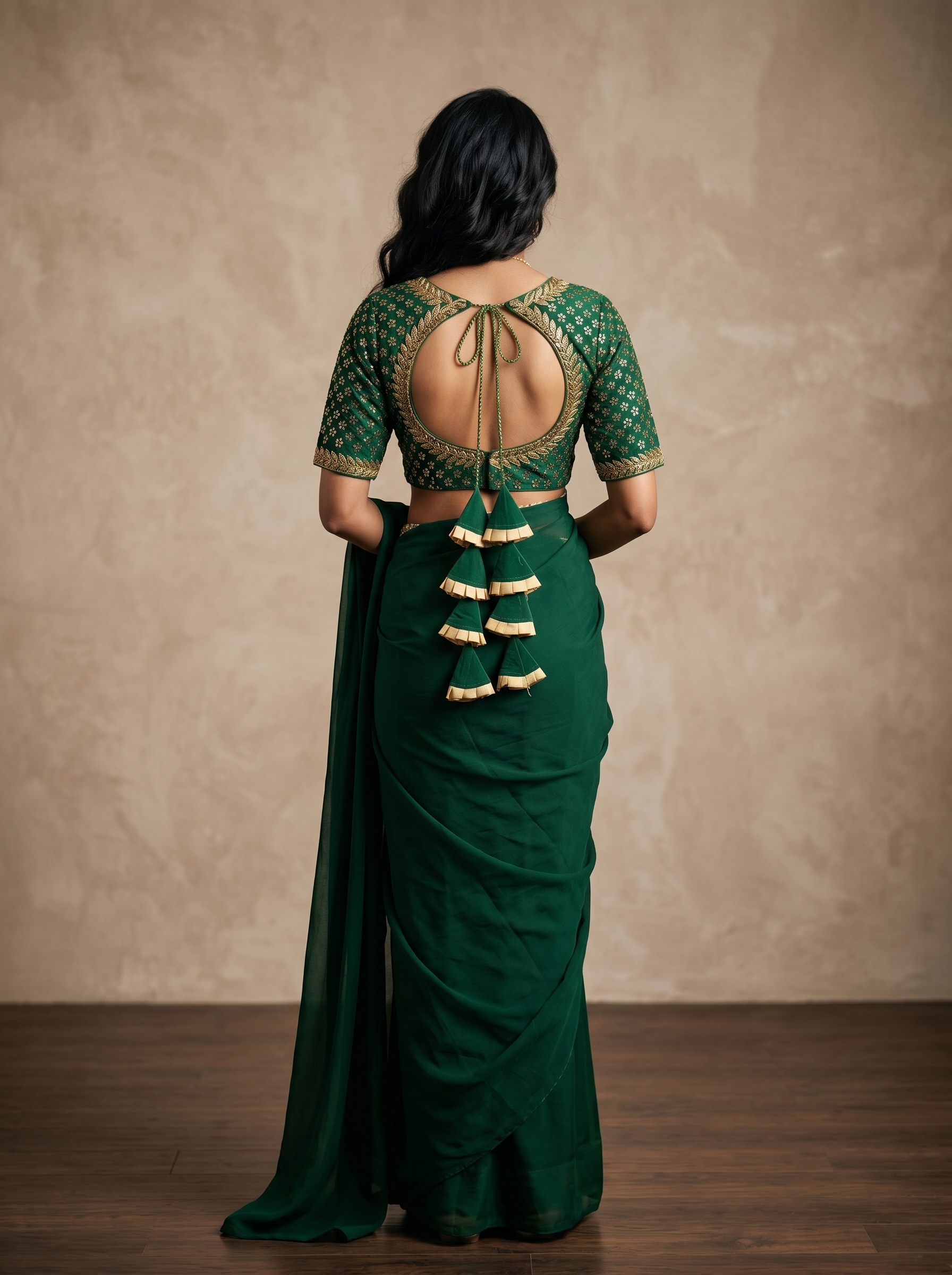 Emerald Green Designer Embroidered Blouse for Women - Image 4