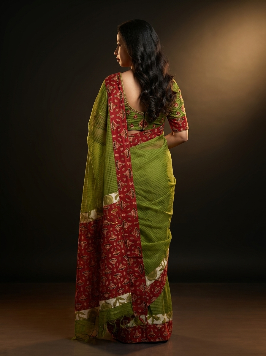 Pure Kota Ajrakh Saree - Image 5