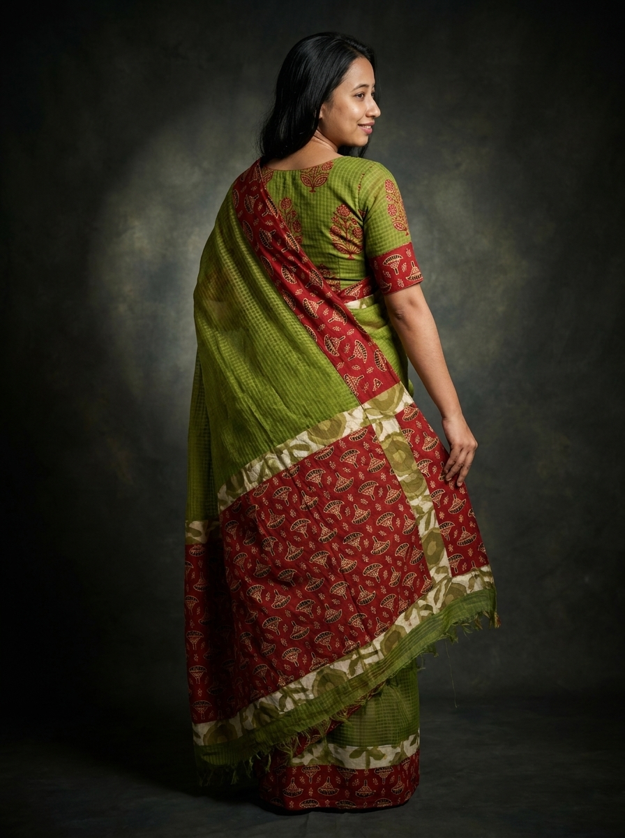 Pure Kota Ajrakh Saree - Image 4