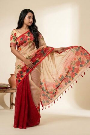 Pure cotton hand paint saree