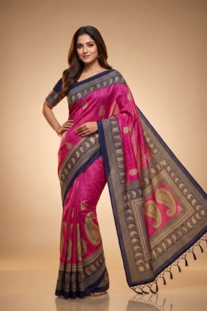 Premium Quality Semi Silk Saree Pink