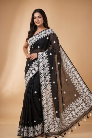 Kota Kathiawari Saree Black
