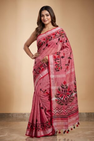 Linen Embroidery Saree