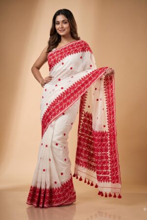 Kota Kathiawari Saree White